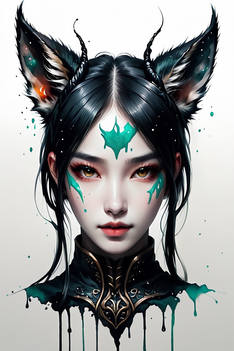 Create a detailed close-up illustration capturing the essence of a fox ears,  drawing inspiration from rossdraws,  side_po...