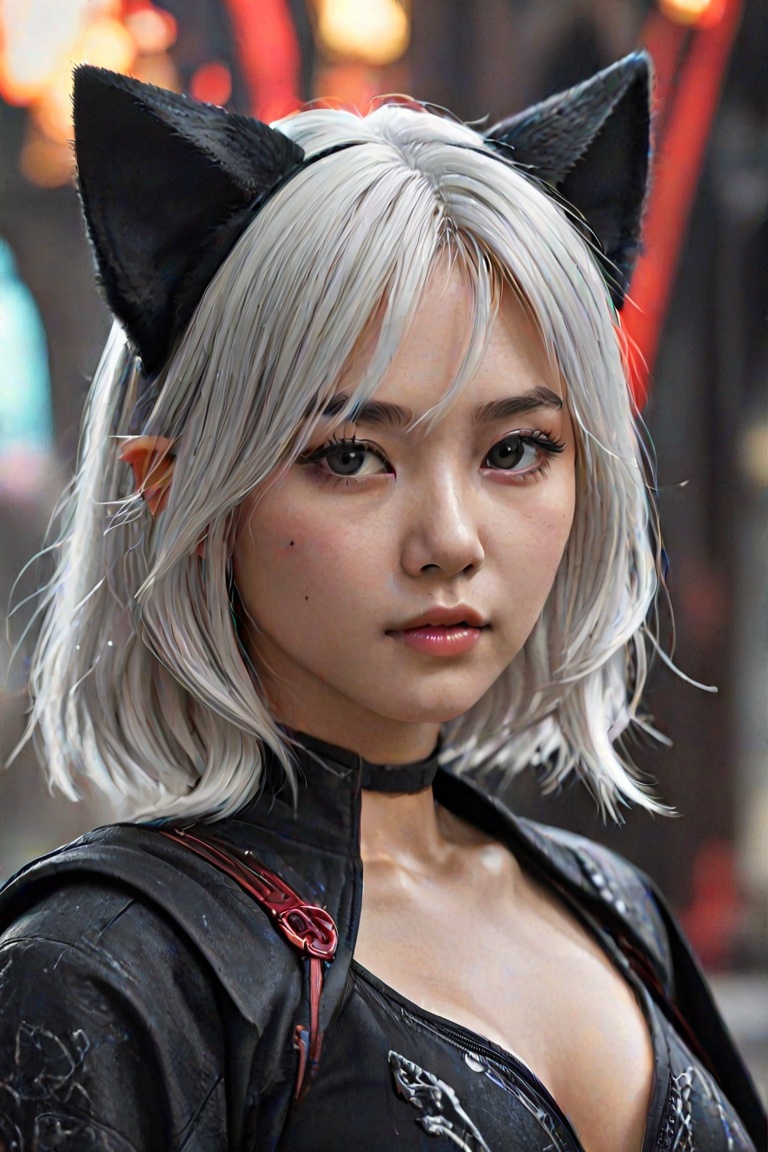 Asian girl,  Sith lord,  white hair on Tensor.Art