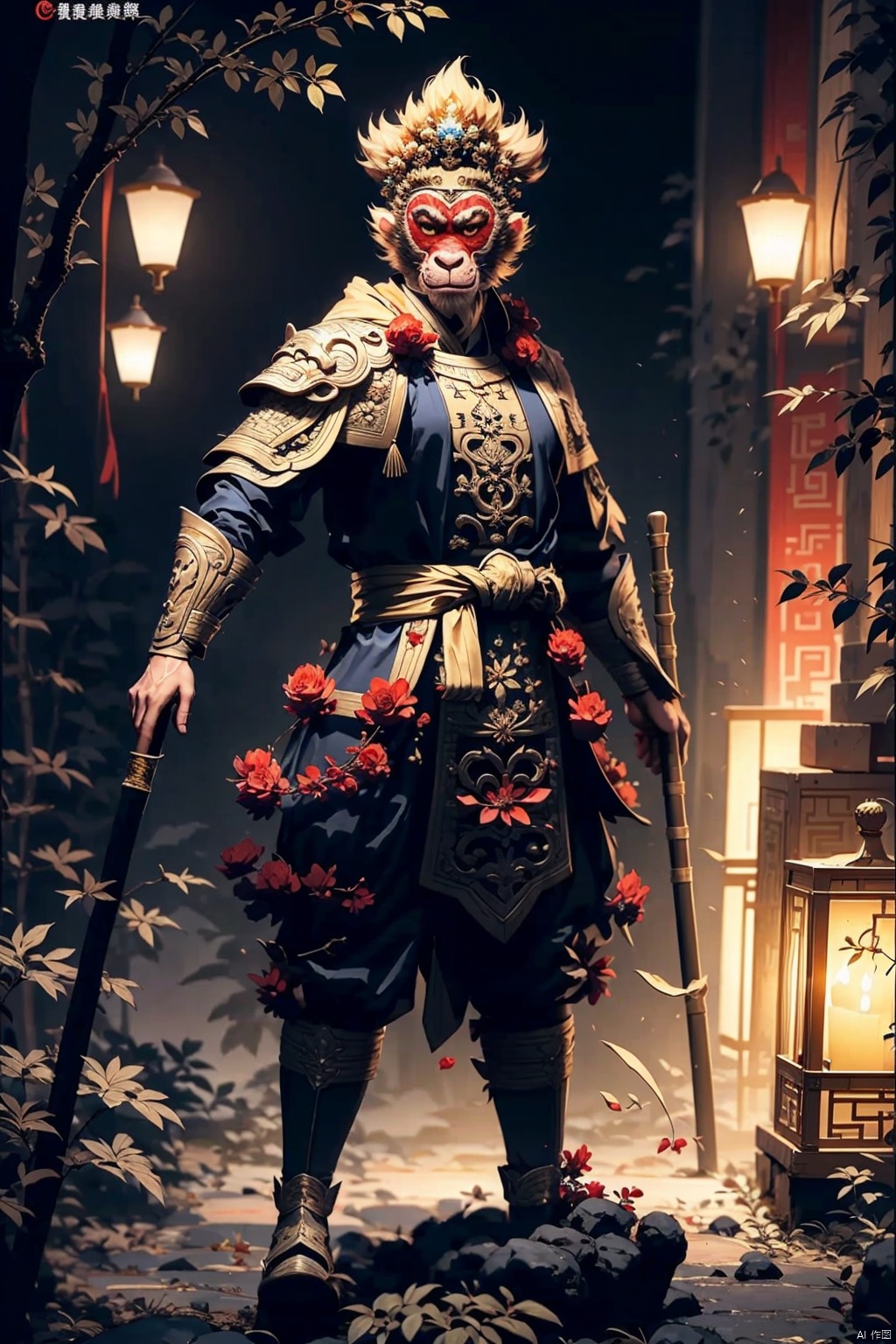 镜头质量：Bestquality,8k,(((masterpiece))),((bestquality)),
镜头位置：(full_body:1.2),
人物：
人物服饰：
环境背景：
图像风格：
提示词：,ynhsnghw_Beautiful Monkey King

