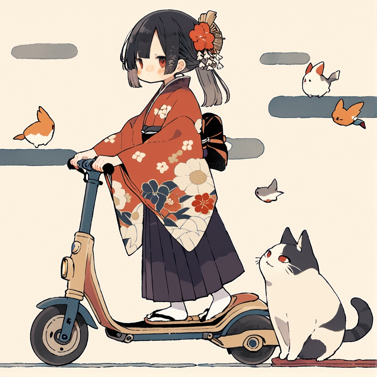 kickscooter,  1girl,  japanese clothes by SuiginToxic on Tensor.Art