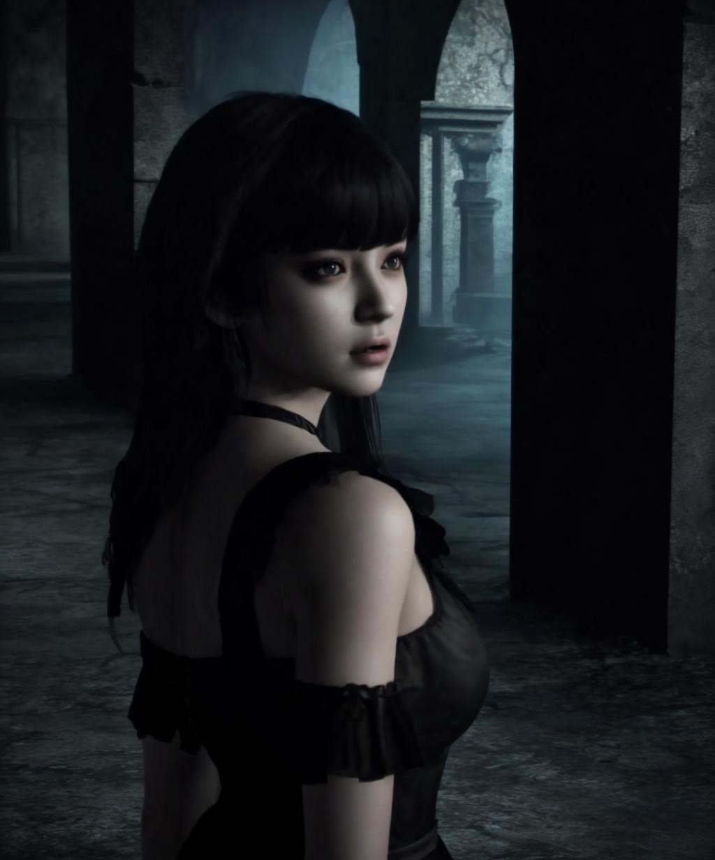 dark theme,  80s_horror_game,  1girl on Tensor.Art