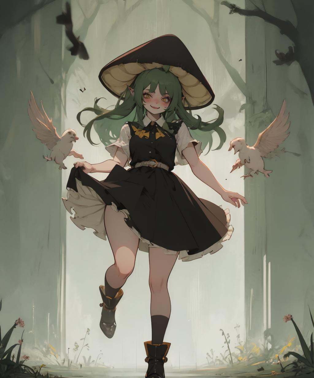 gavial,  1girl,  green hair on Tensor.Art