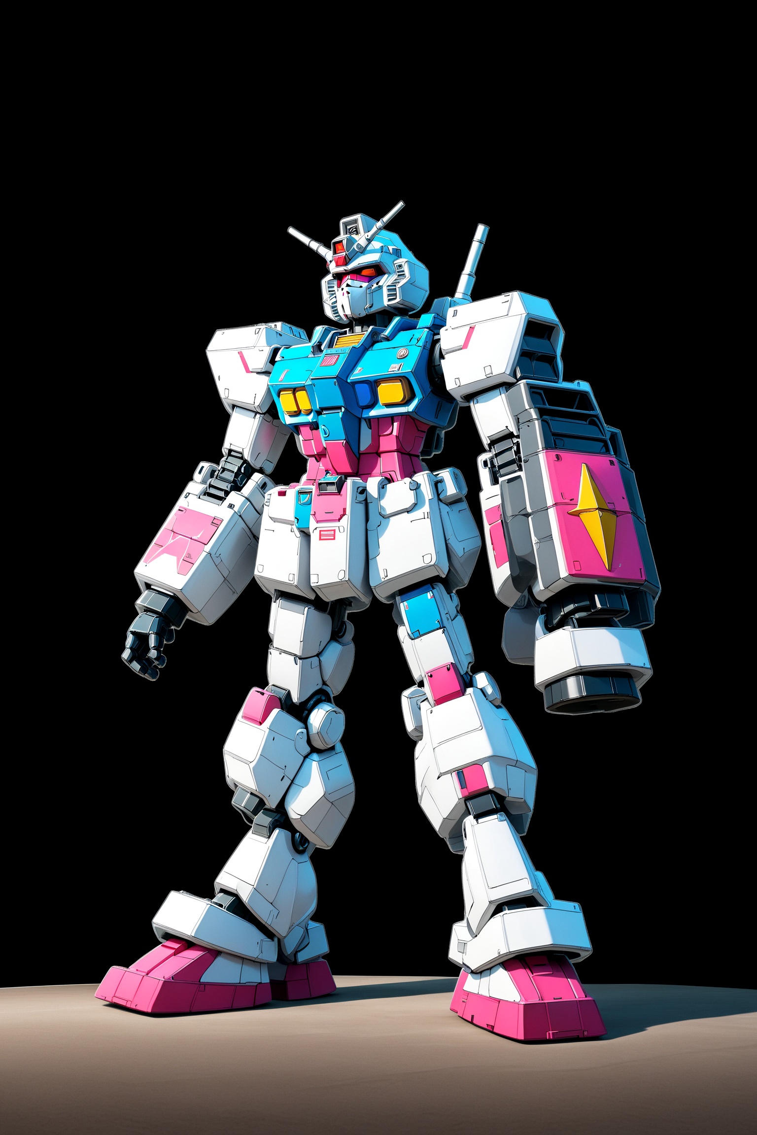 Vaporwave aesthetic,  RX-78GP02A standing in front of pyramids,  shield on Tensor.Art
