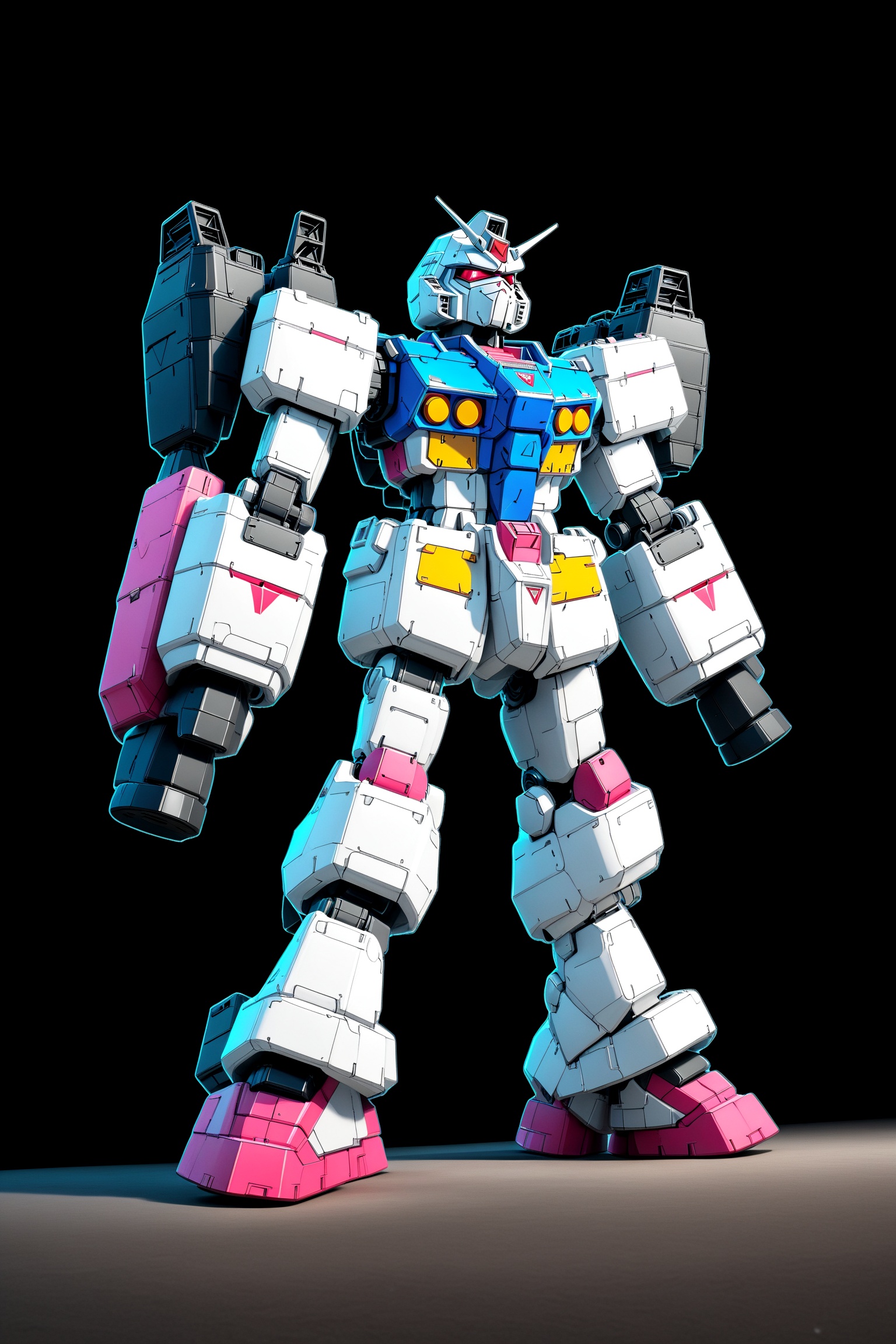 Vaporwave aesthetic,  RX-78GP02A standing in front of pyramids,  shield on Tensor.Art