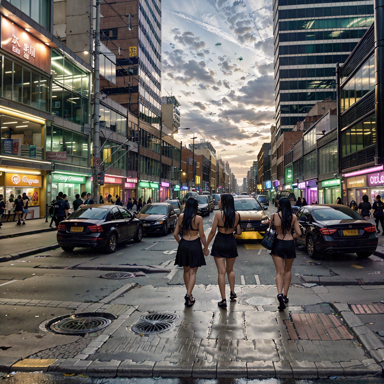 city,  people,  night on Tensor.Art