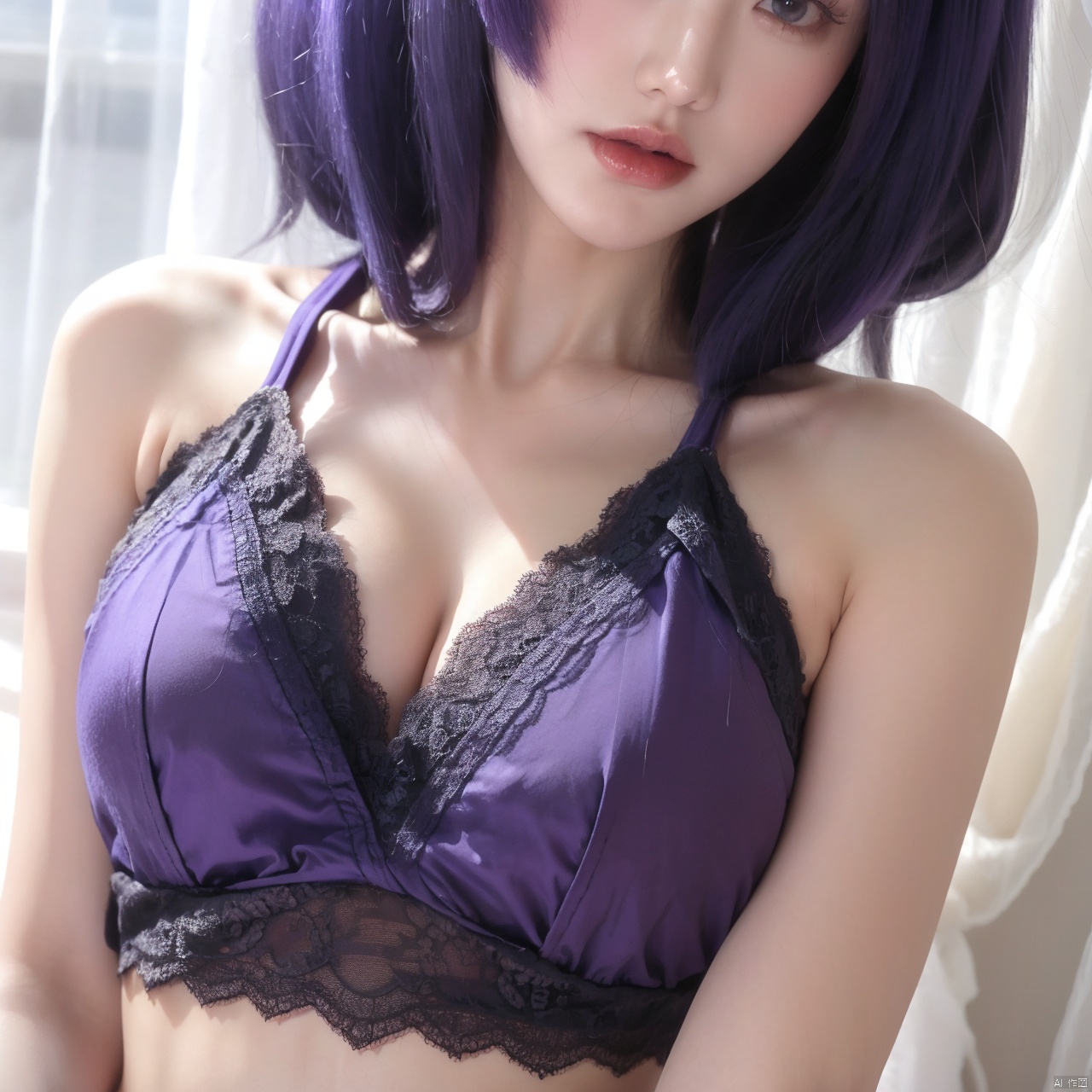 A Girl With Purple Hair,  Cute,  A Girl With Purple Hair by 宝拉熊 on Tensor.Art