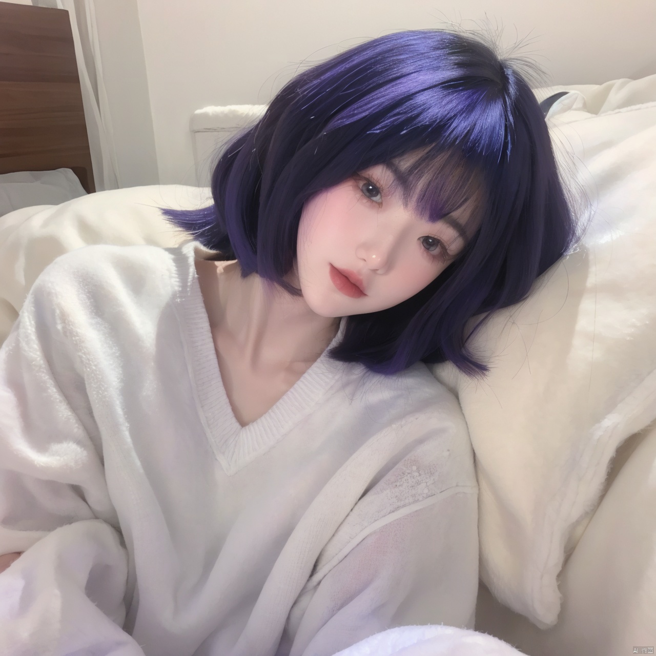 A Girl With Purple Hair,  Cute,  A Girl With Purple Hair by 宝拉熊 on Tensor.Art