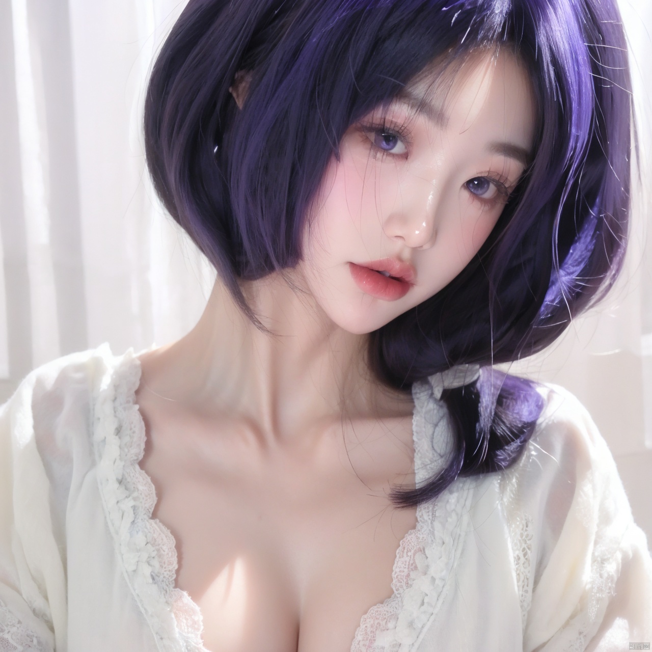 A Girl With Purple Hair,  Cute,  A Girl With Purple Hair by 宝拉熊 on Tensor.Art