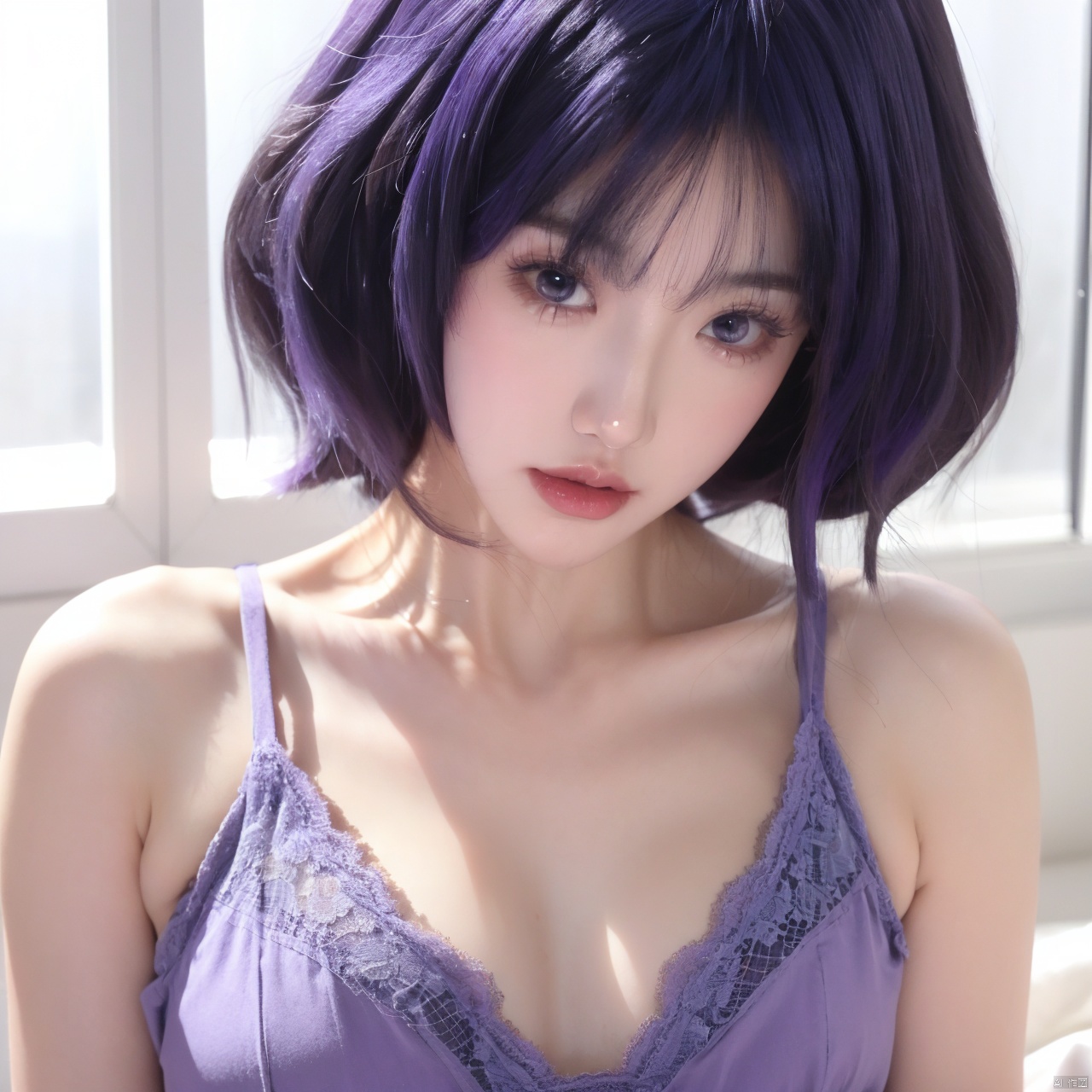 A Girl With Purple Hair,  Cute,  A Girl With Purple Hair by 宝拉熊 on Tensor.Art