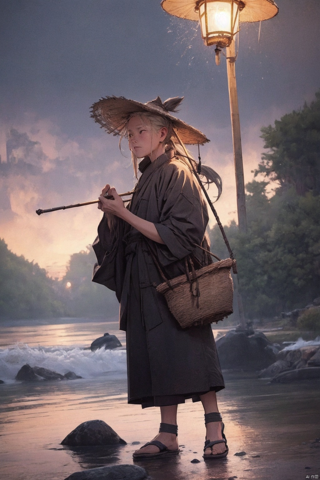 镜头质量：Bestquality,8k,(((masterpiece))),((bestquality)),
镜头位置：(full_body:1.2),
人物：
环境背景：
图像风格：
提示词：, Old fisherman