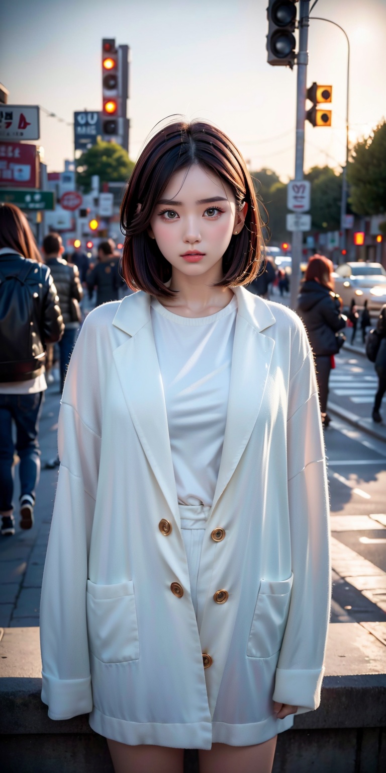 a young woman,  looking at the camera,  posing on Tensor.Art