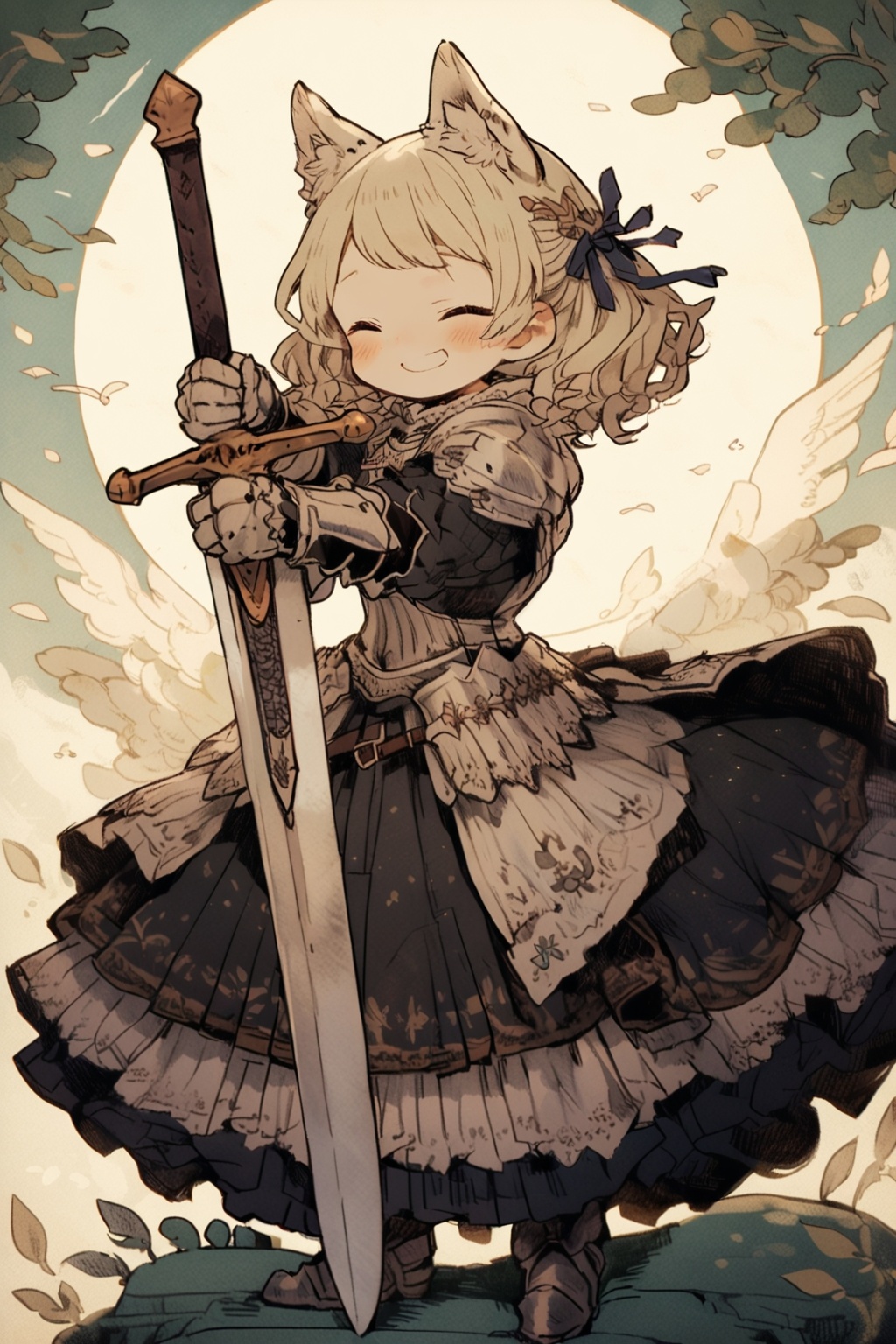 kawaii knight,  armored dress,  holding sword by SuiginToxic on Tensor.Art