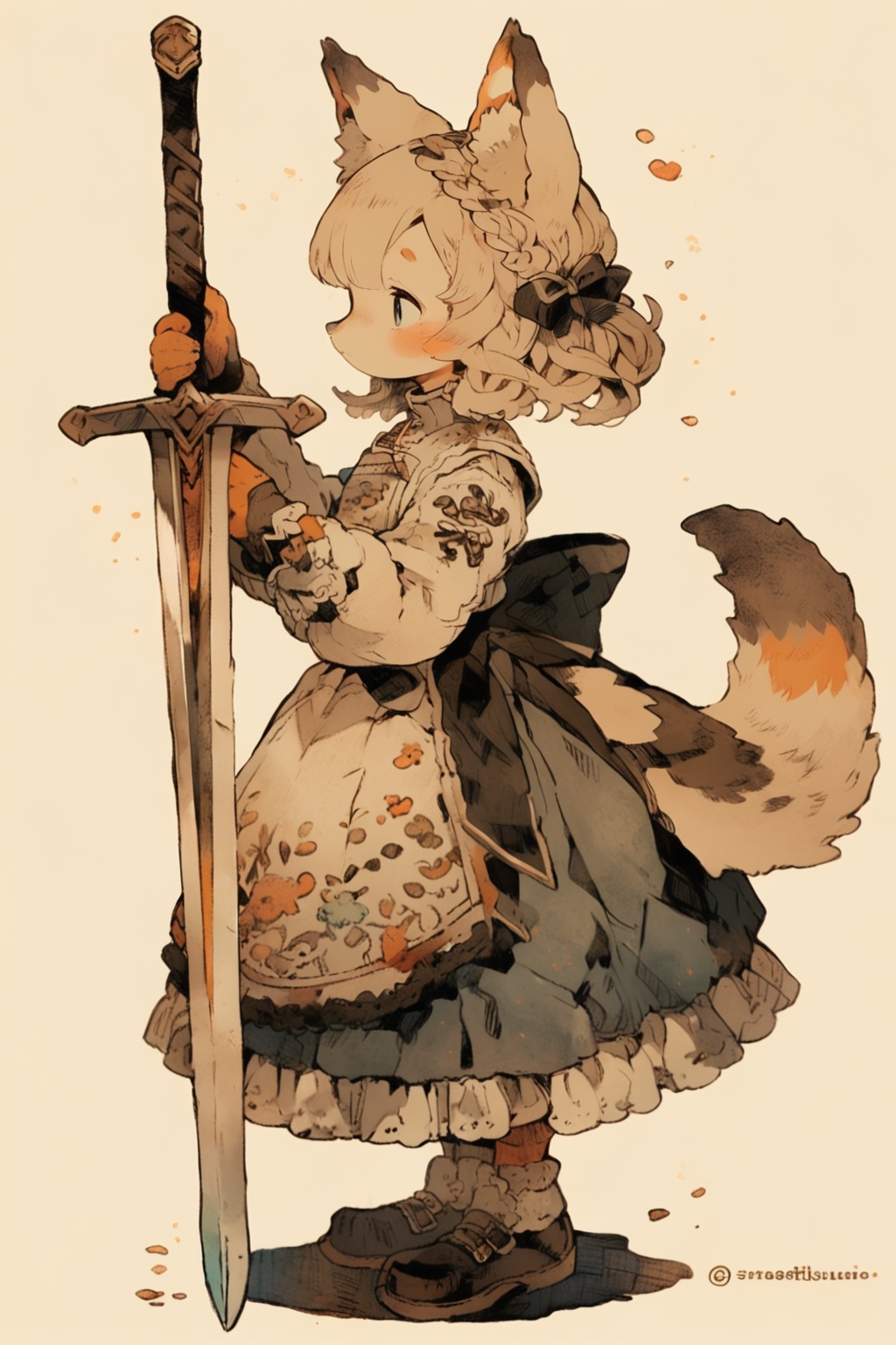 kawaii knight,  1girl,  sword on Tensor.Art