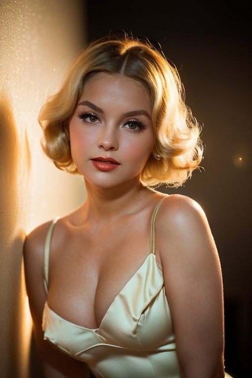 (((Iconic 50s age style retro vintage but extremely beautiful))) (((Simple light background))) (((light elegant hair,  blo...