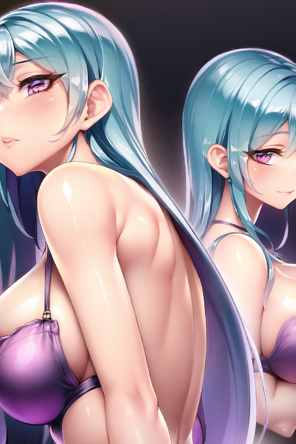 sylvia,  purple eyes,  aqua hair on Tensor.Art