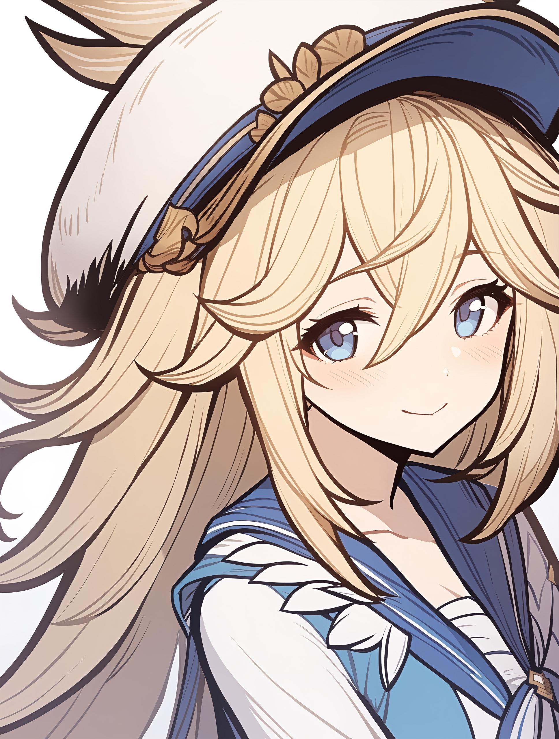 1girl,    1girl, zooey \(summer\) \(granblue fantasy\), granblue fantasy, solo, hair between eyes, blonde hair, upper body, hat, blue eyes, looking at viewer, long hair, smile, blush, very long hair, military, simple background, military uniform, uniform, white background, closed mouth, long sleeves, masterpiece, best quality,  safe <lora:mki-genshinpv-xl-v1-000012:1>