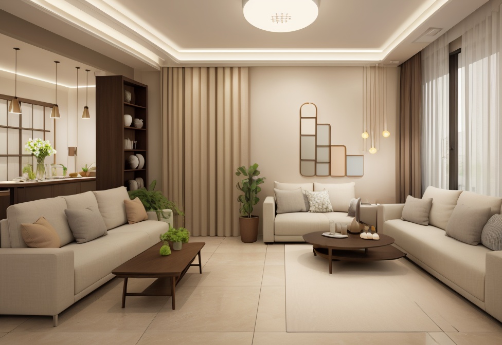 1room, bottle, bowl, ceiling light, couch, curtains, door, flower pot, indoors, lamp, livingroom, no humans, pillow, scenery, shelf, tiles, window ,<lora:SD1.5_livingroom1.28:0.7>