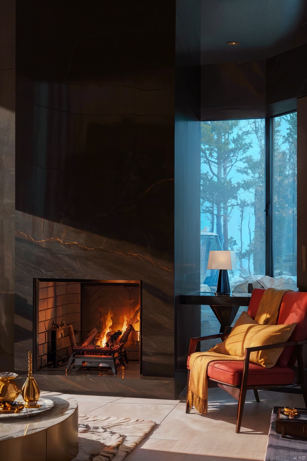 Dream homesi,The fireplace, the fire,matte tile, interior, Architectural Digest, extreme detail, best quality, masterpiece, high resolution, photographic realism, surrealism, realism, 8K<lora:EMS-331520-EMS:0.800000>