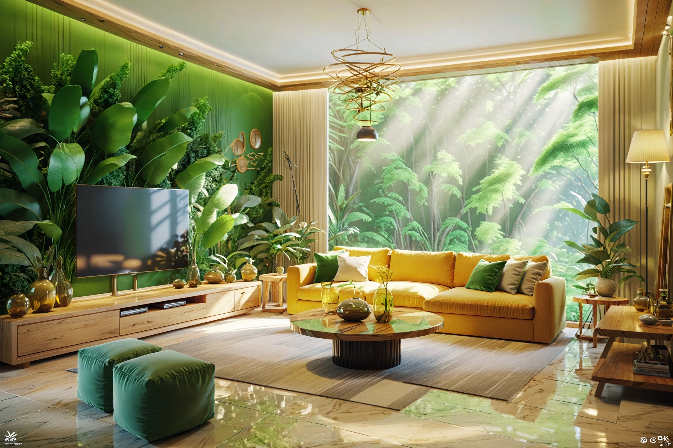 Bestquality,8k,(((masterpiece))),((bestquality)),ray tracing, best quality, the extreme detail, masterpiece, HD, 16 k, Living and dining room
, Nature's home_indoor,