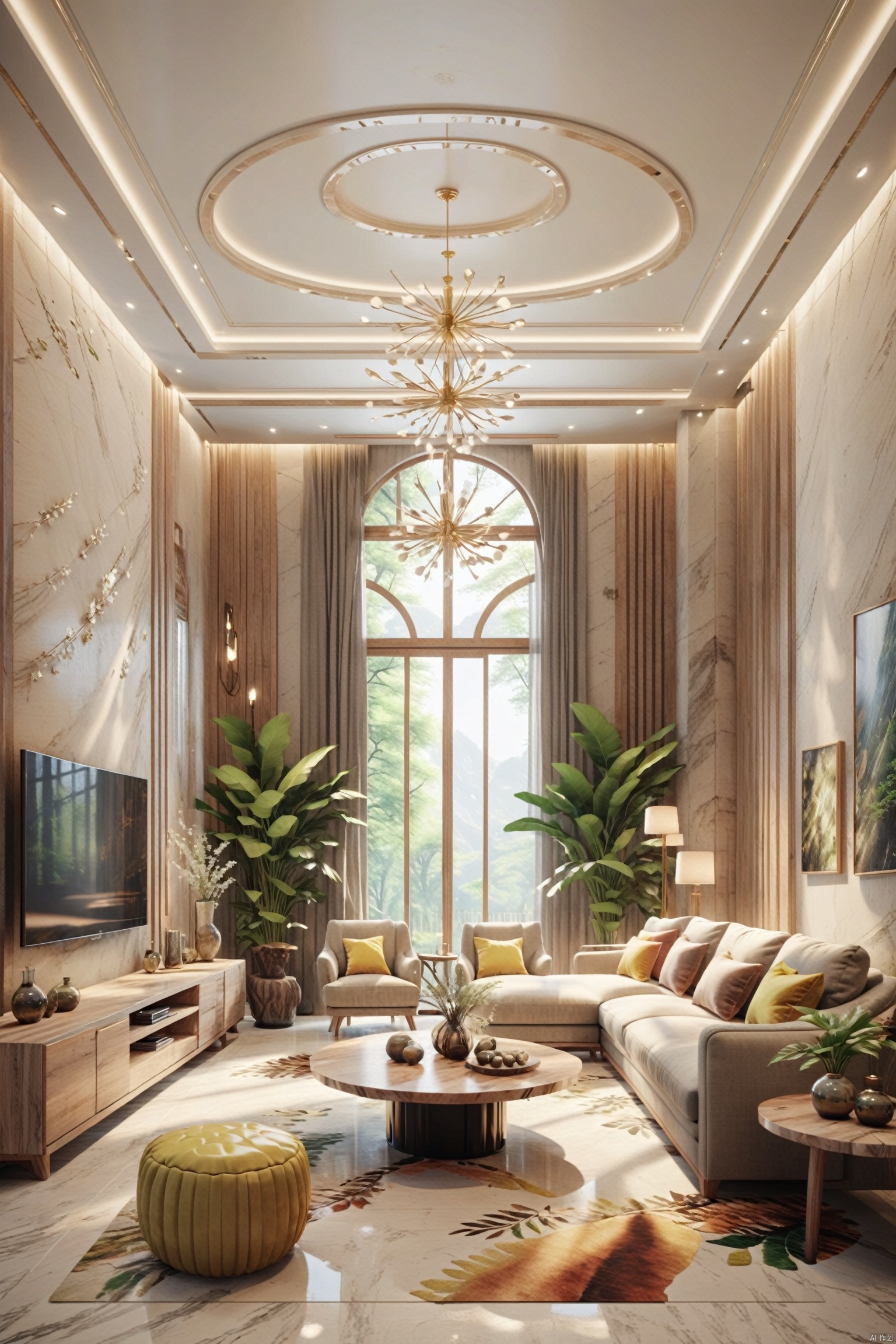 Bestquality,8k,(((masterpiece))),((bestquality)),ray tracing, best quality, the extreme detail, masterpiece, HD, 16 k, Living and dining room
, Nature's home_indoor,