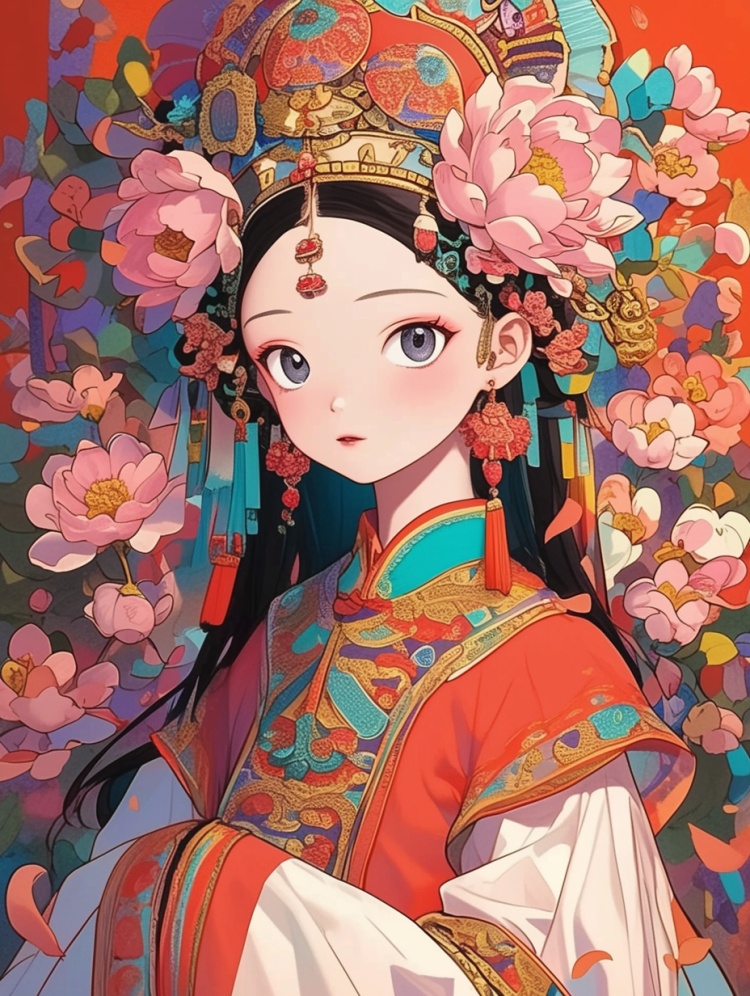 东方美学花房姑娘/文创/艺术/插画/民族服装 by AI神奇魔法屋 on Tensor.Art