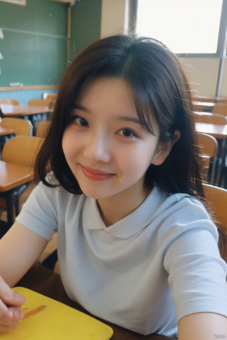  best quality, masterpiece, ultra high res,
A masterpiece capturing the beauty of a high school girl in the best quality and ultra high resolution. The detailed description focuses on specific image details, showcasing the girl's youthful charm, radiant smile, and stylish attire. The scene is set in a typical high school classroom, with students engaged in learning activities in the background. The atmosphere exudes a sense of youthful energy and optimism, creating a warm and inviting ambiance. The photography employs professional techniques, utilizing creative angles and compositions to highlight the girl's natural beauty and confidence.