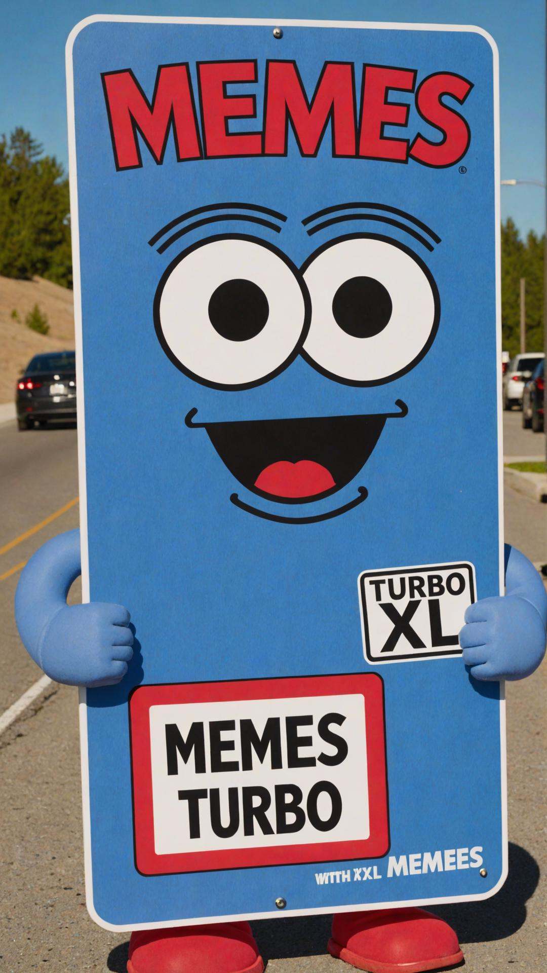 Photo of Towelie with sign that says "Memes XL turbo" on Tensor.Art