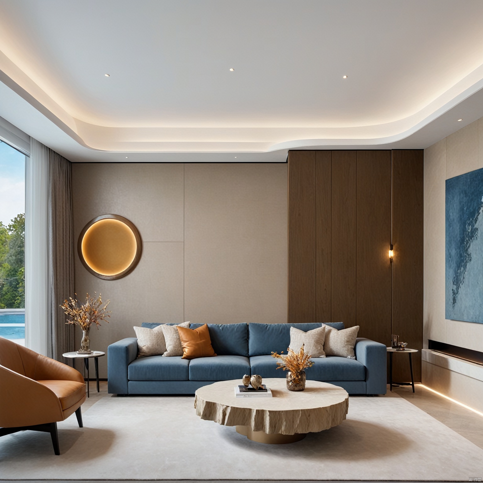  Dream homes,(Best quality, 4K, architectural photography, Masterpiece: 1.2), (Realiy: 1.4), (Installation art:1.2), bold lighting, Complex log curved modeling background, depth of fields,Gray sofa,Detailed details,High-definition realism,Installation Art, Installation art, Dream Homes