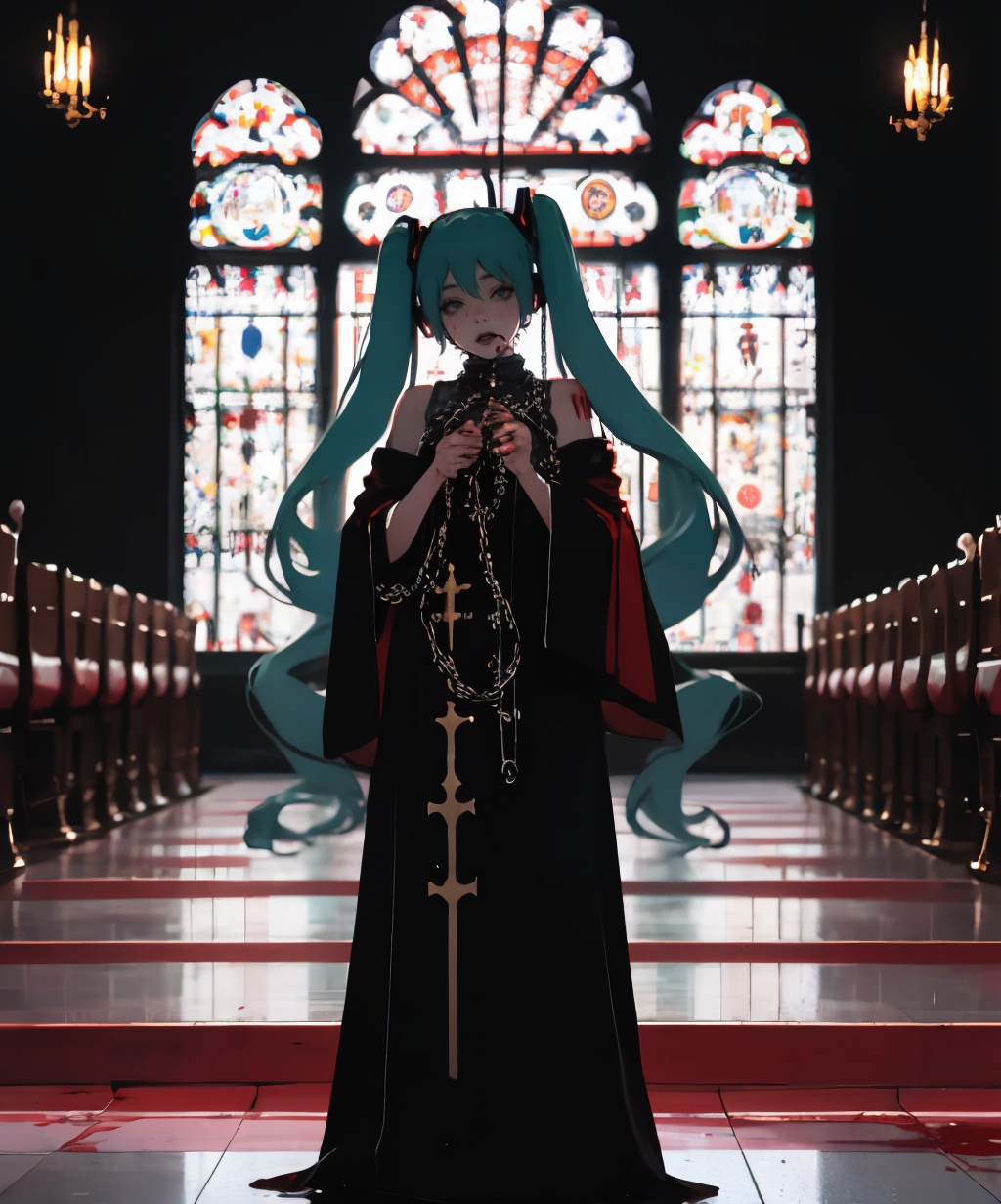 hatsune miku,  1girl,  blood on Tensor.Art