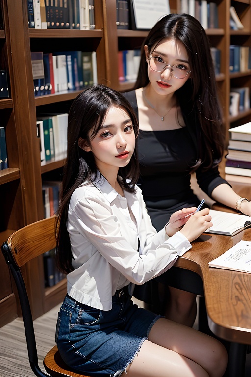 2 girls,  looking at audience,  smile on Tensor.Art
