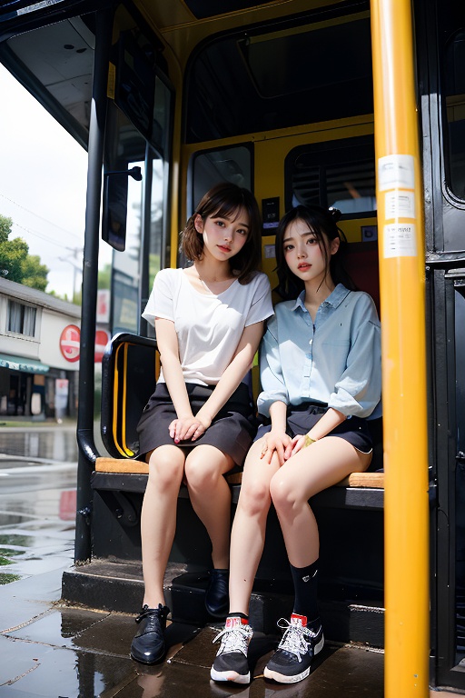 2 girls,  looking at audience,  smile on Tensor.Art