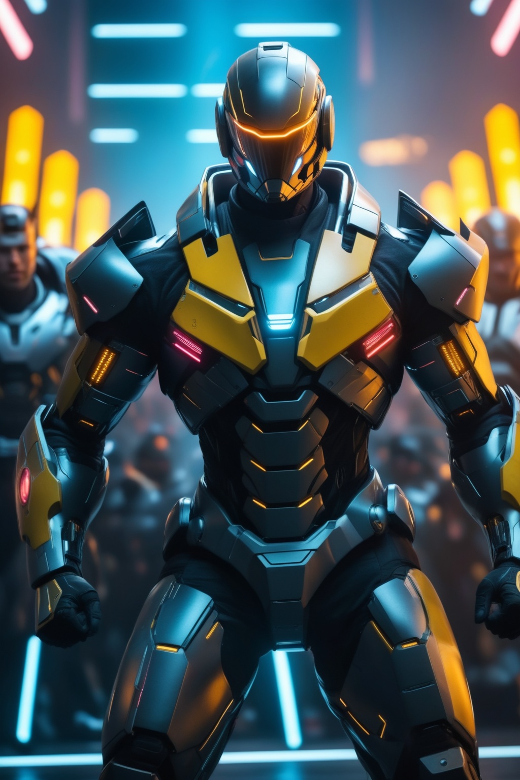2 male biomechanical cyborg cyberpunk warrior,  human machine fusion ,  cyborg on Tensor.Art