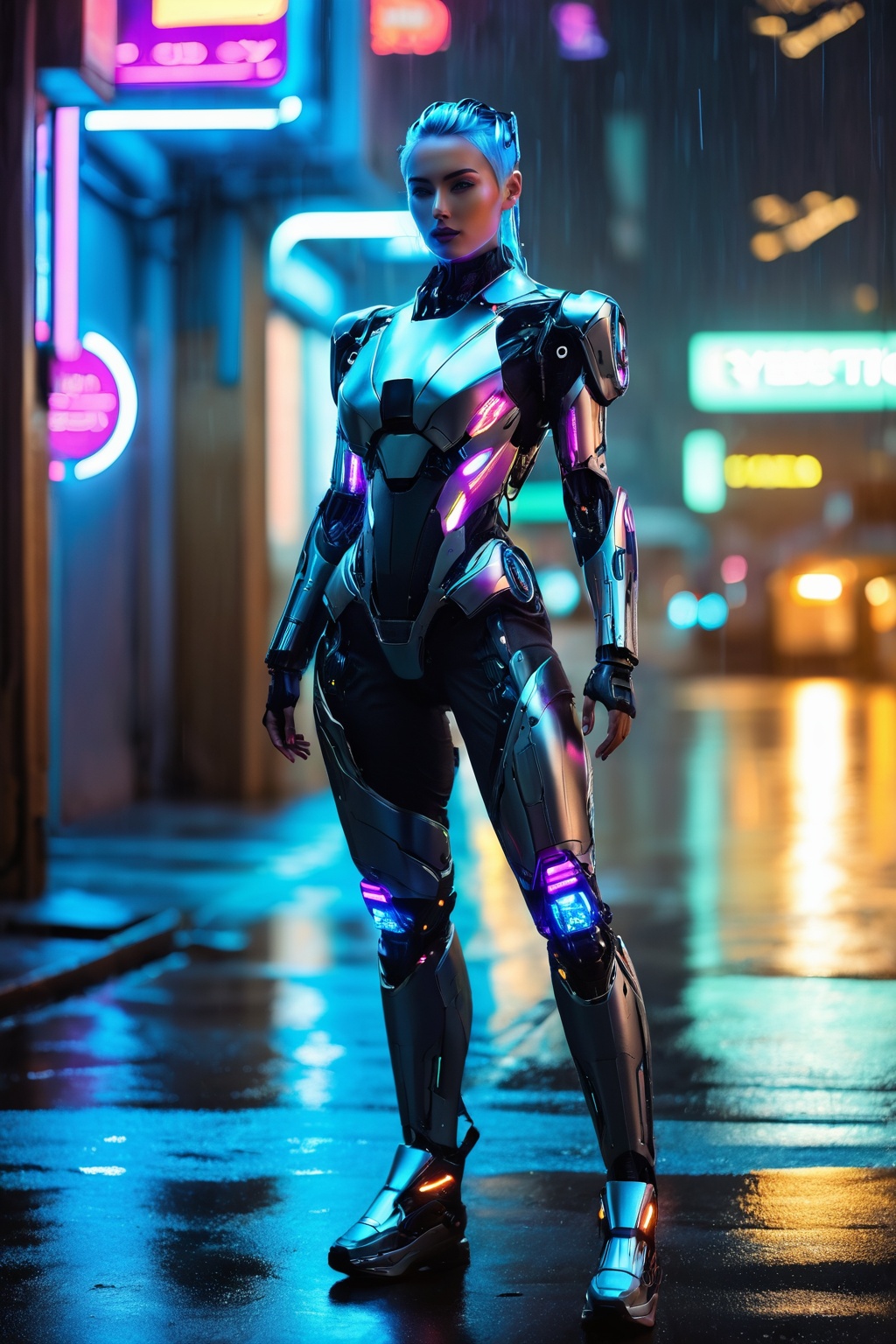 CP2077 Style,  an attractive woman with robotic implants, on Tensor.Art