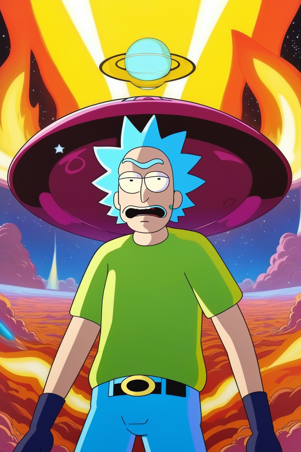 detailed anime artwork of the end of the world by an atomic blast,  rick and morty style on Tensor.Art