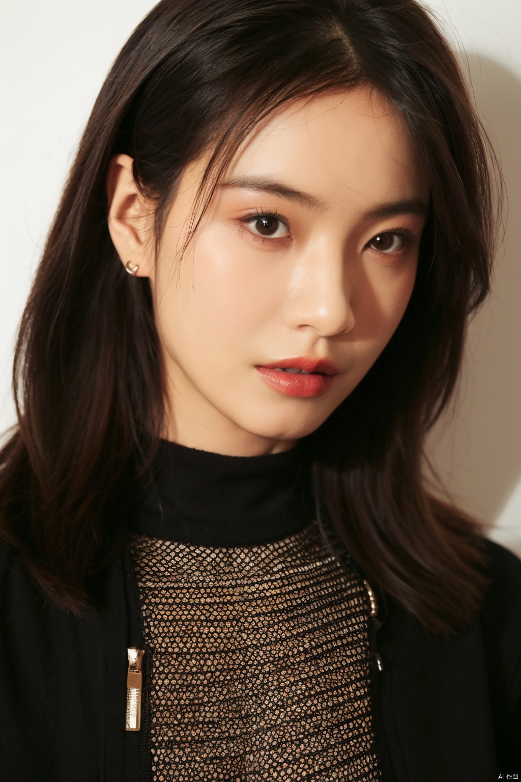  Surrealist beauty photo, a beautiful woman wearing complex and detailed colored clothes and future jewelry, low cut.