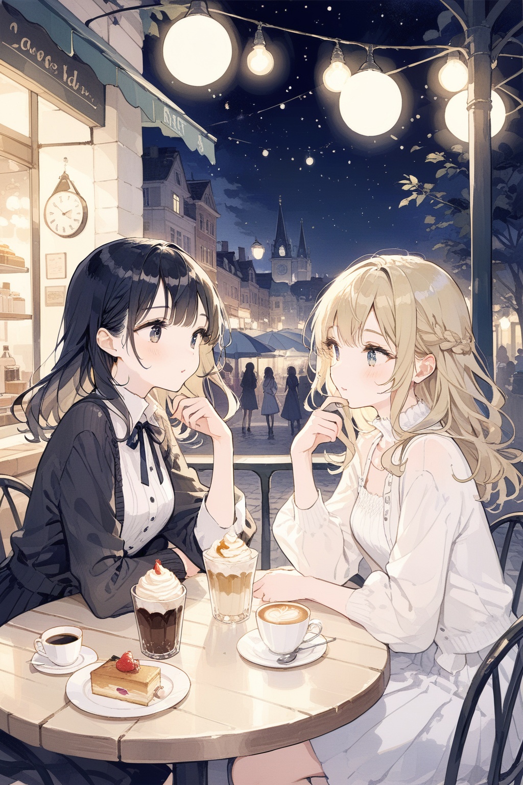 beautiful person,  night,  cafe on Tensor.Art