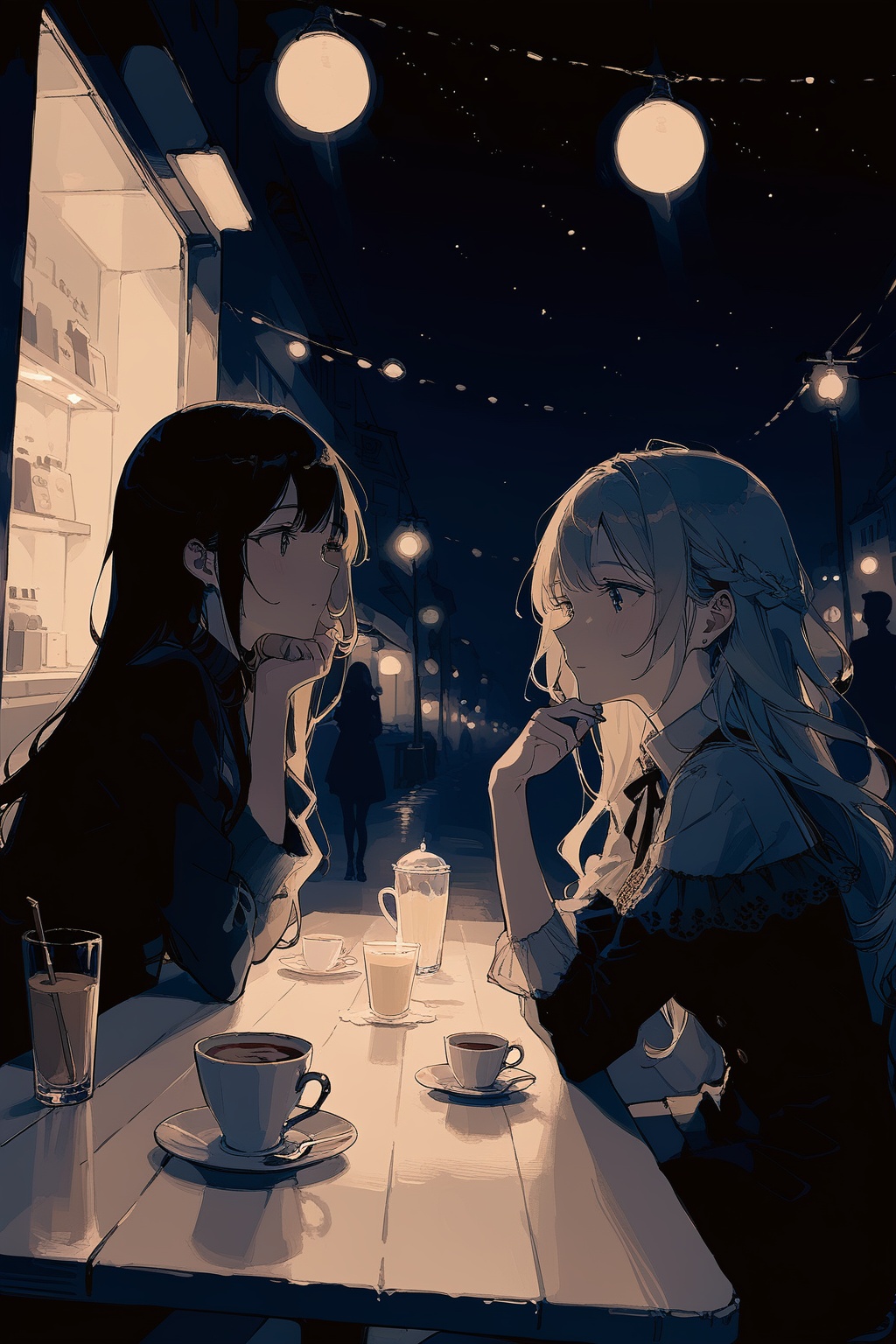 beautiful person,  night,  cafe on Tensor.Art