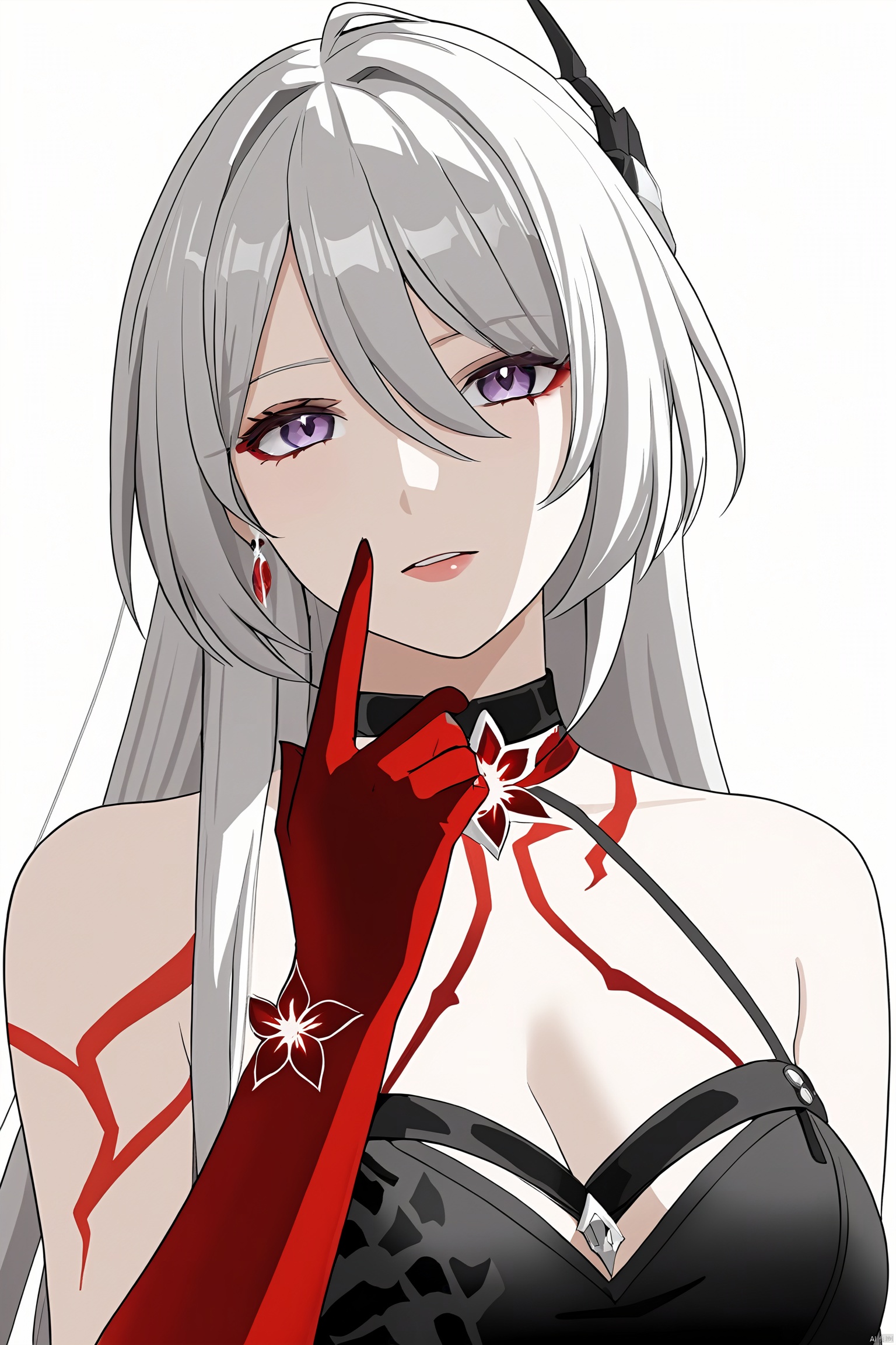 score_9,score_8_up,score_7_up,best quality,masterpiece,source_anime,\\\\\\\\\\\\8k,best quality,masterpiece,(ultra-detailed:1.1),(high detailed skin),(full body:1.4),white background,standing,looking at viewer,(solo),hand on hip,\\\\\\\\\\\\\\\\\\\\,whuangquan, white hair, asymmetrical clothes, 1girl, breasts, long hair, red eyes, hair over one eye,navel,bangs,cleavage,bloody hand,single glove,\\\\\\\\\\\\\\\\\(white background, simple background:1.6),(beautiful_face),((intricate_detail)),clear face,((finely_detailed)),fine_fabric_emphasis,((glossy)),full_shot, hquan,purple eyes<lora:EMS-333557-EMS:0.800000>