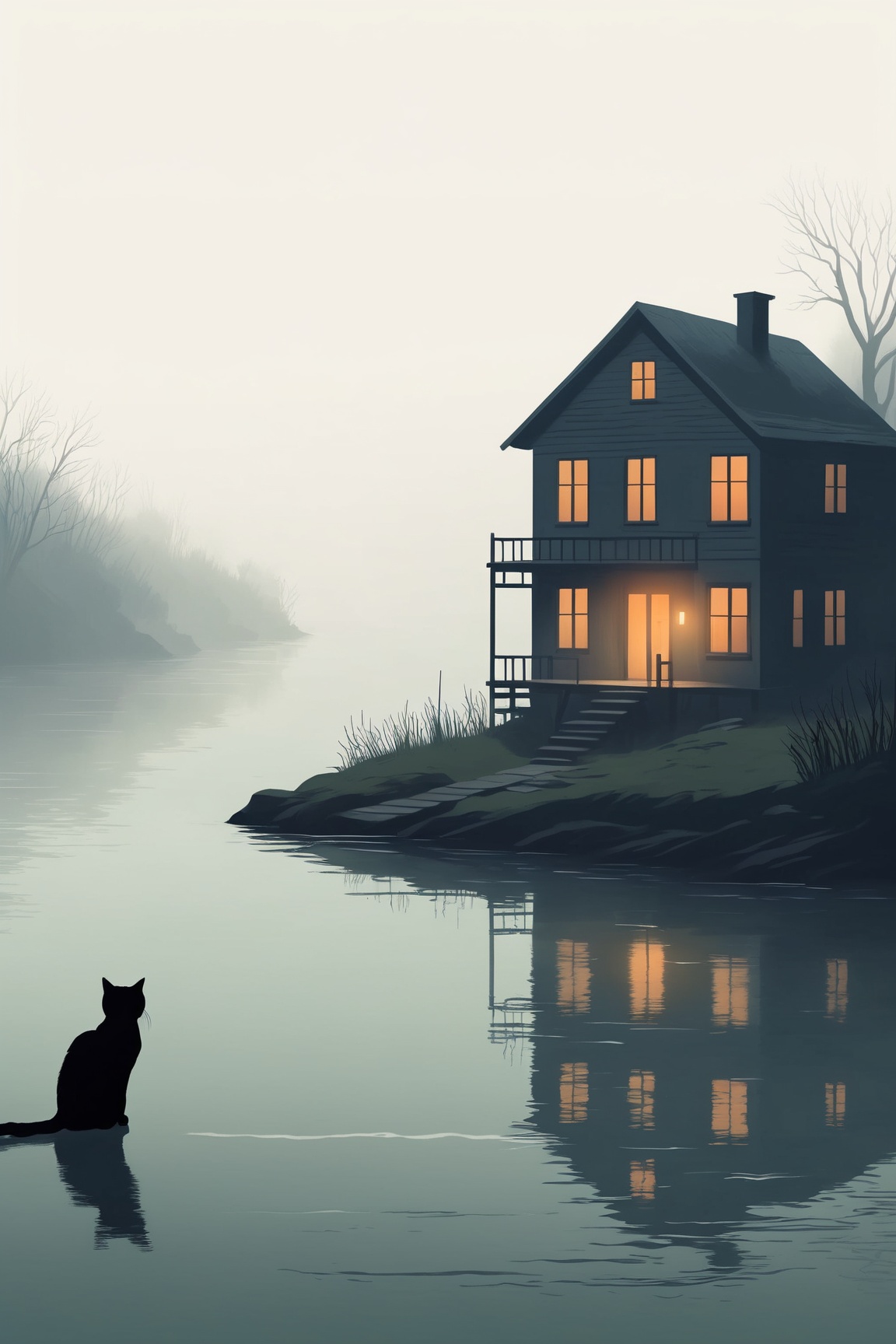 realistic,  scary river,  minimalist on Tensor.Art