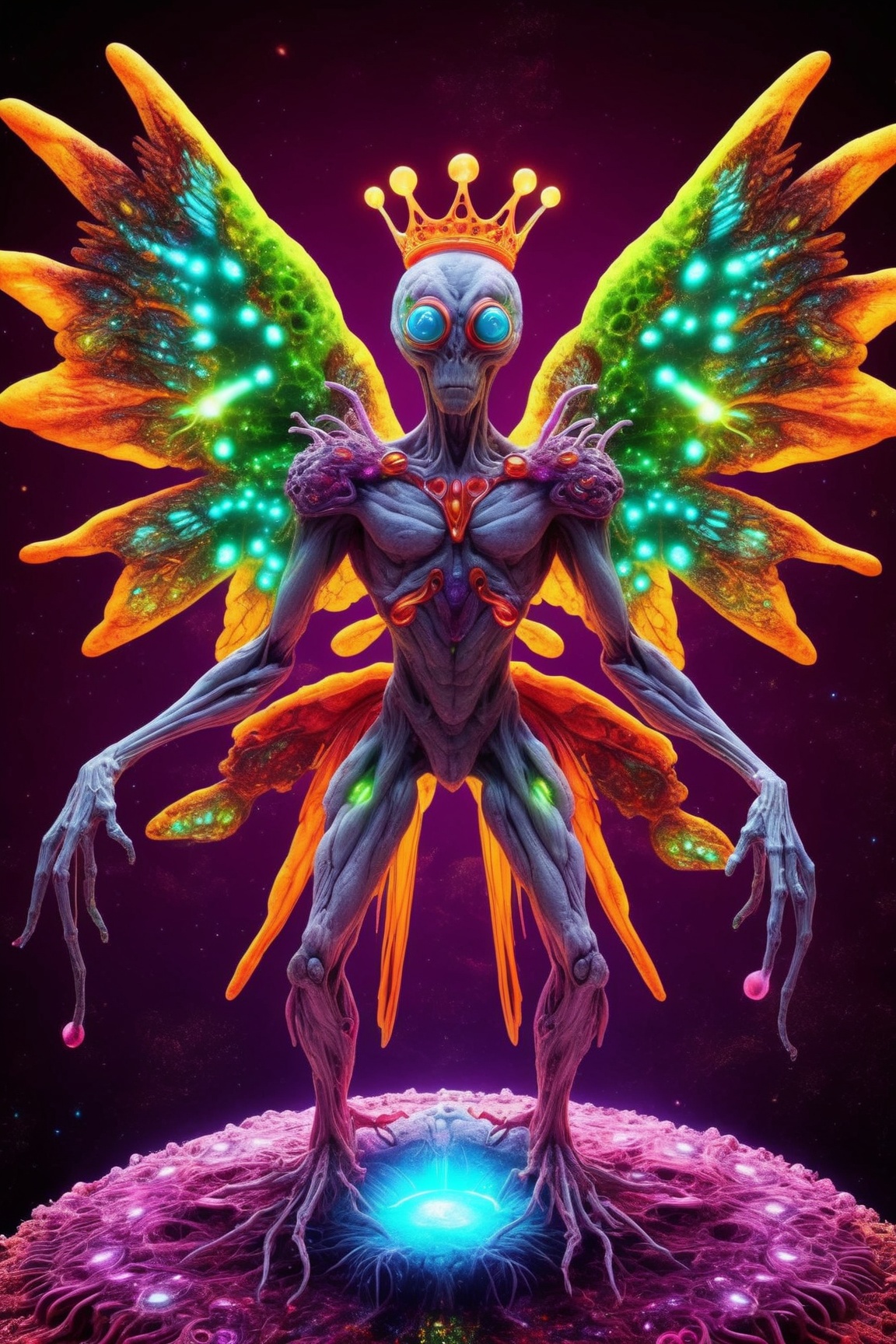 neon winged king,  hematoid arbitrariumutoid,  antigravity floating spores on Tensor.Art