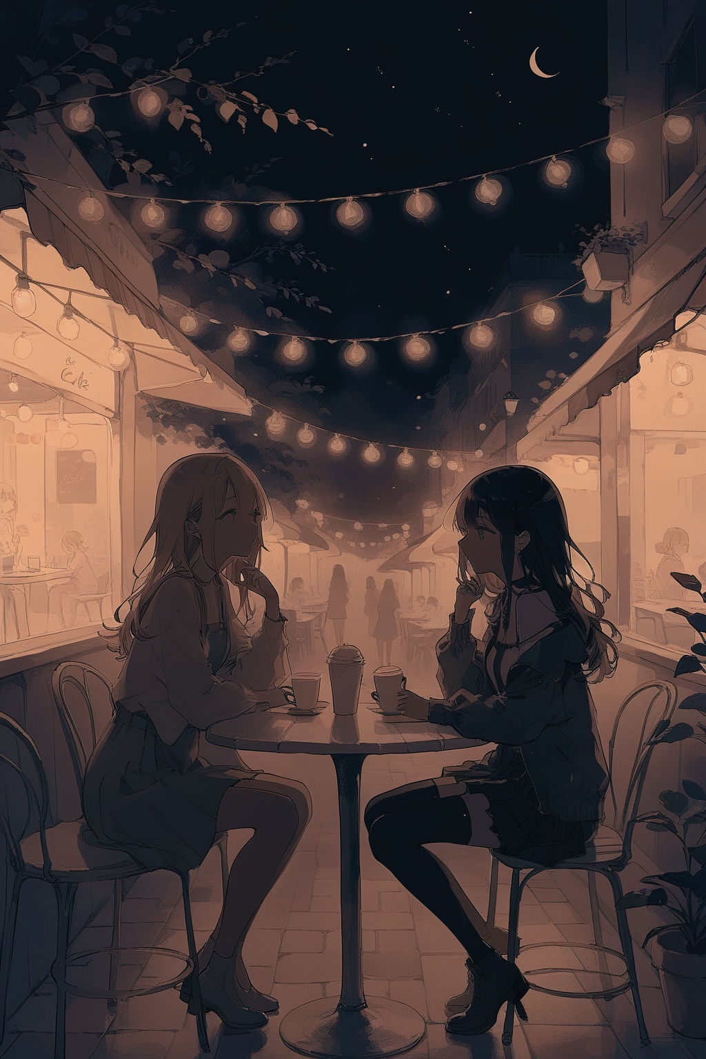 beautiful person,  night,  cafe on Tensor.Art