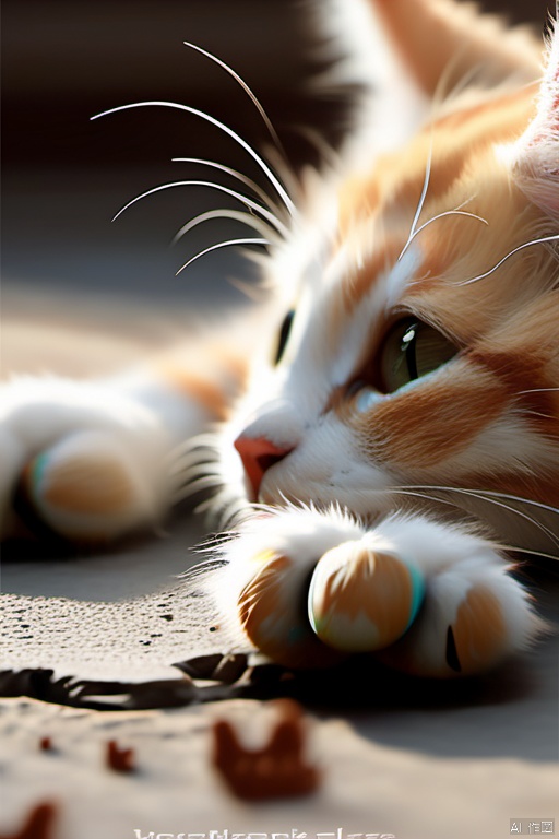 Playful Paws - The cat's paws could be slightly open or curled, with the delicate pads and claws visible, adding a touch of cuteness to the scene. DETAILED PAWS.
High Resolution,Sharp Focus,Detailed Textures,Clear Shading ,Precision in Light,Fine Brush Strokes,Depth of Field,Reflective Surface,Subtle Transitions, landscape