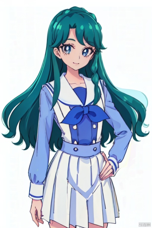 Noble_Academia_uniform,1girl, solo, smile, looking at viewer, cowboy_shot, simple background, white background, kaidou minami