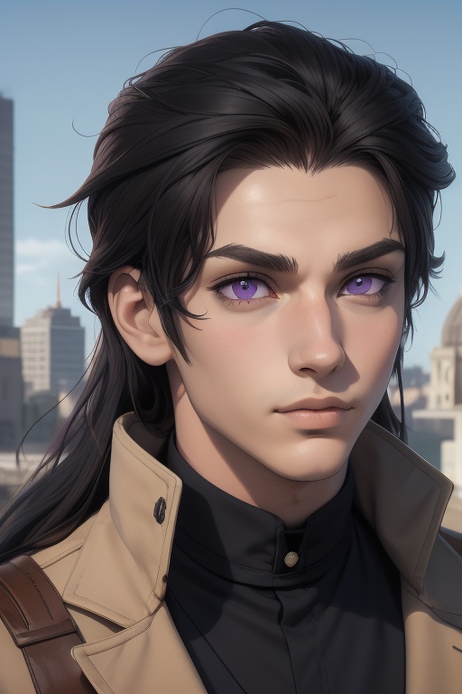 Raven is a handsome 18-year-old man. long hair (black,  brown,  grey) on Tensor.Art