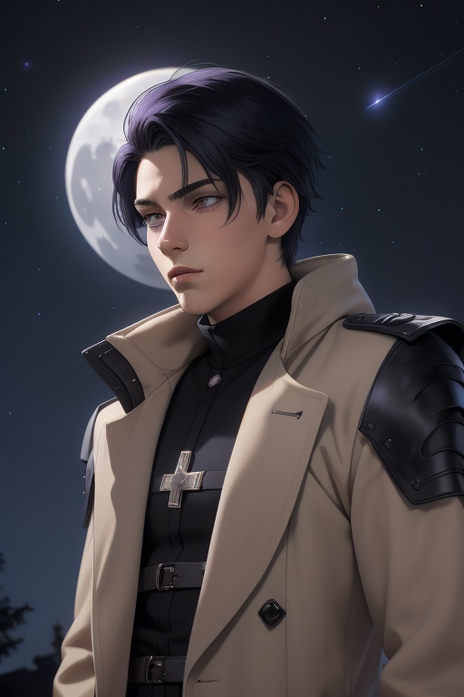 Raven is a handsome 18-year-old man with black hair and shoulder-length gray hair. His eye color is purple. ((Detailed Fac...
