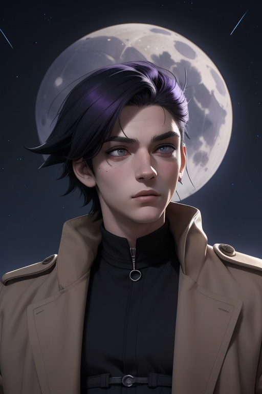 Raven is a handsome 18-year-old man. long black_grey hair,  long shoulder-length haircut. His eye color is purple. ((Detai...