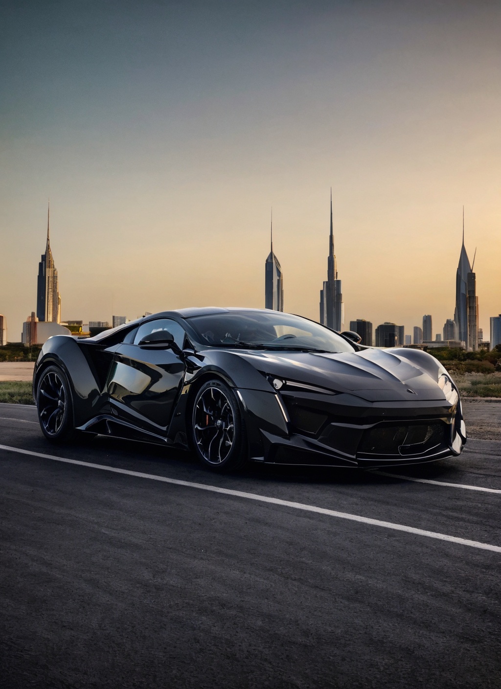 RAW phonograph of Fenyr Supersport car,  black color,  black car on Tensor.Art