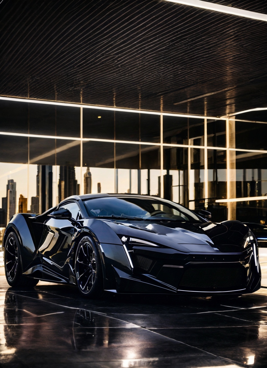 RAW phonograph of Fenyr Supersport car,  black color,  black car on Tensor.Art