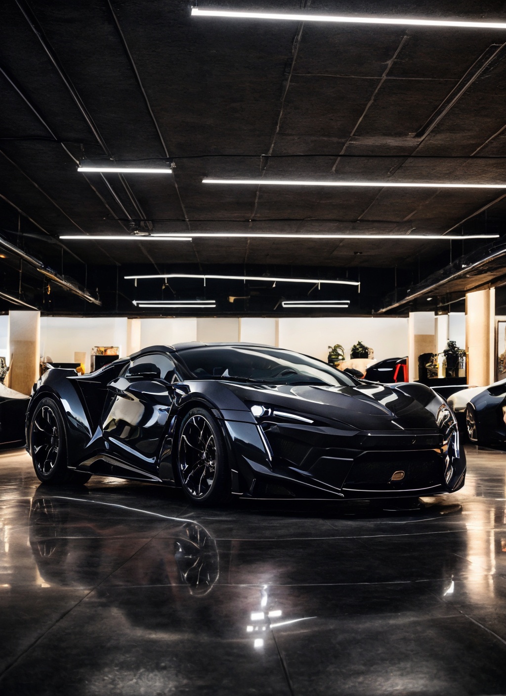 RAW phonograph of Fenyr Supersport car,  black color,  black car on Tensor.Art