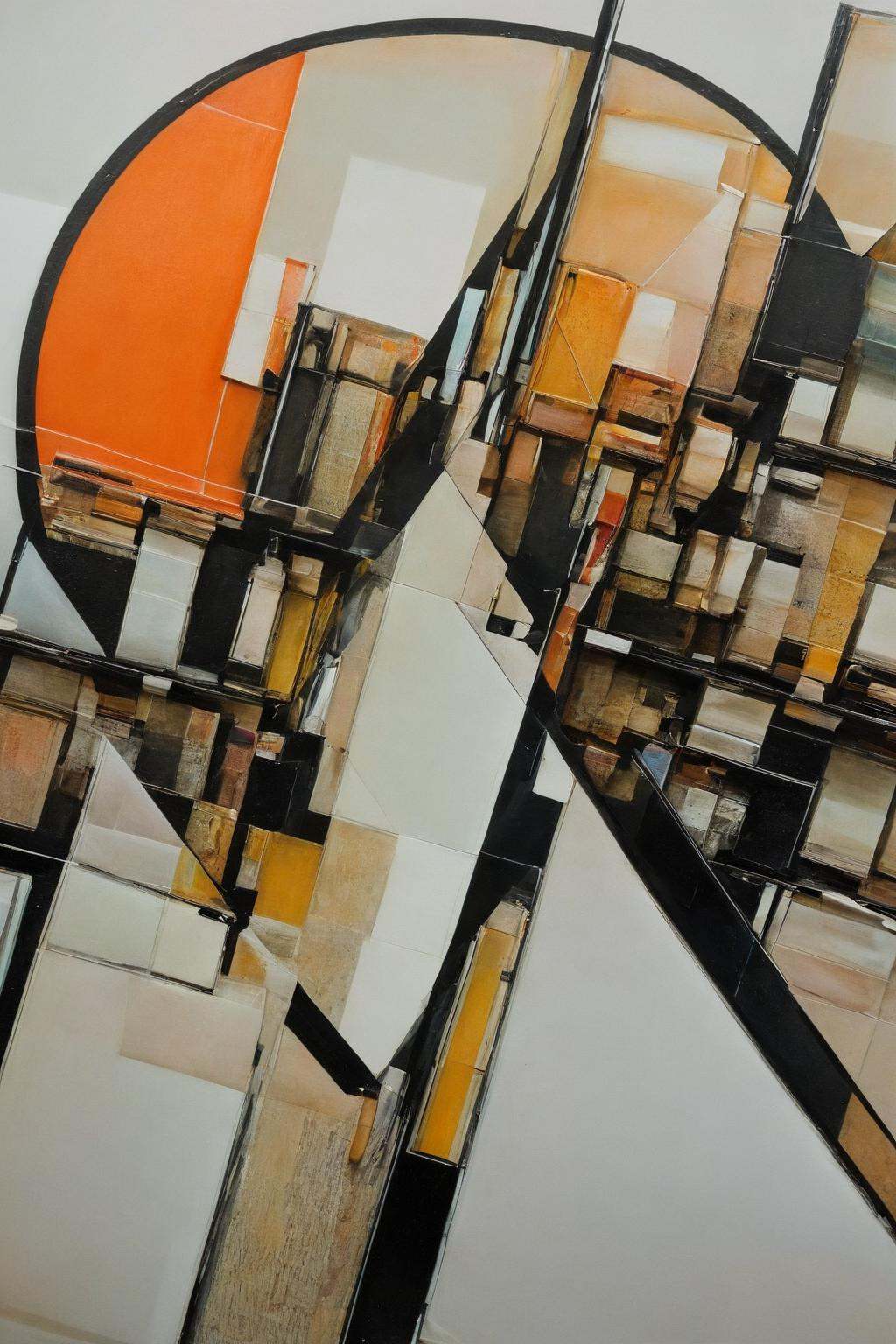 abstract building painting,  Bright color palette,  curve on Tensor.Art